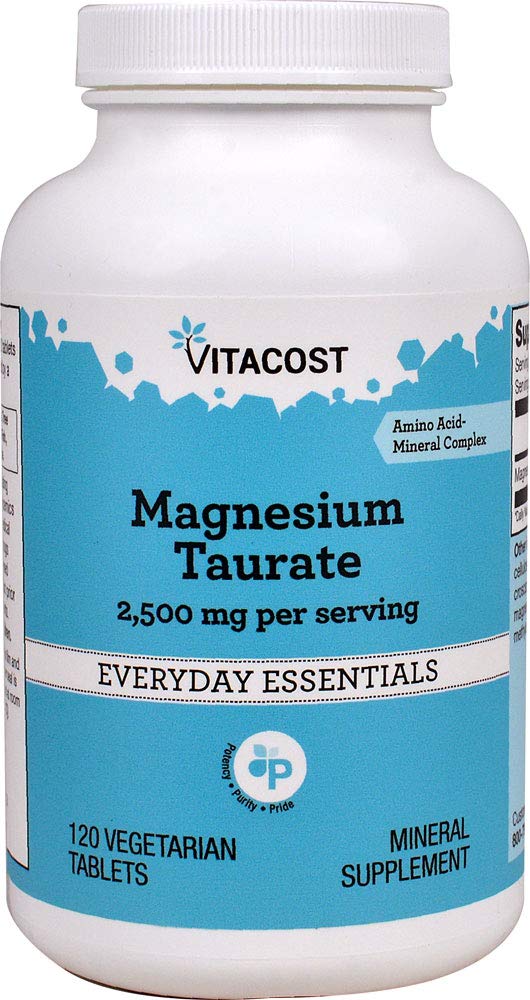 Bottle of Vitacost Magnesium Taurate 120 Vegetarian Tablets