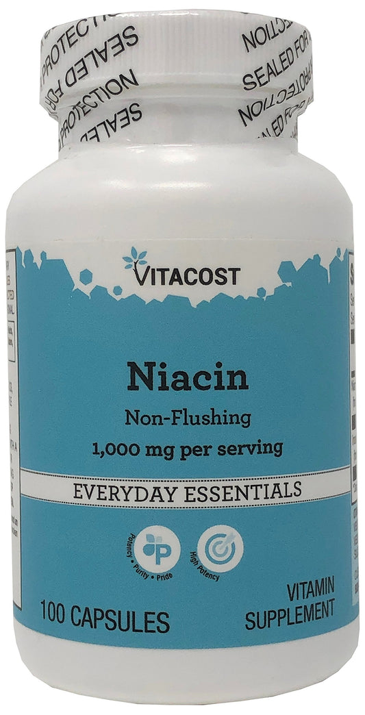 Vitacost Niacin Non - Flushing 1000 mg capsules bottle label