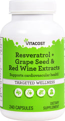 Vitacost Resveratrol + Grape Seed & Red Wine Extracts bottle, 240 capsules