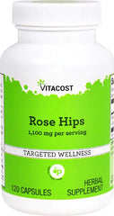 Vitacost Rose Hips bottle - 1,100 mg per serving, 120 capsules