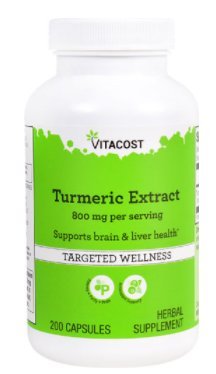 Vitacost Turmeric Extract bottle, 800 mg per serving, 200 capsules