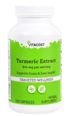 Vitacost Turmeric Extract bottle, 800 mg per serving, 200 capsules