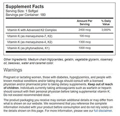 Close-up of Vitacost Ultra Vitamin K Advanced K2 Complex product label