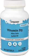 Vitacost Vitamin D3 (Cholecalciferol) 5000 IU – 365 Softgel Mini Gels
