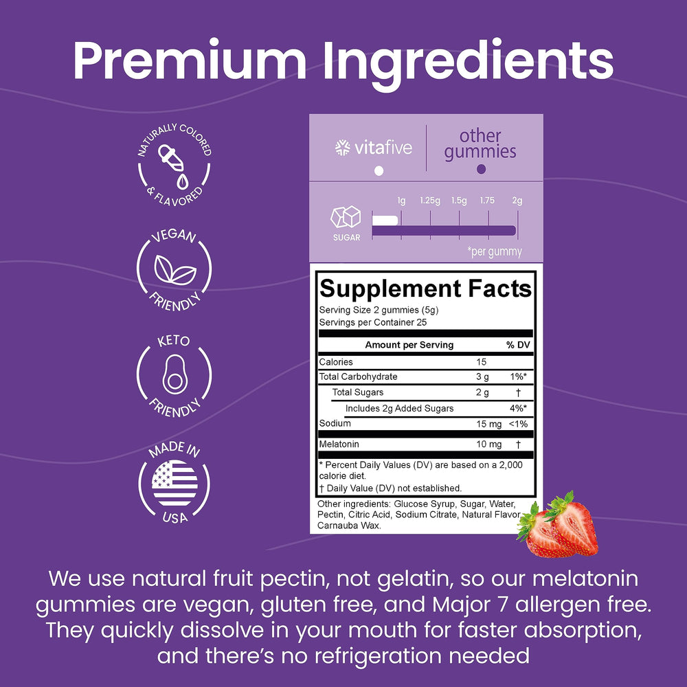 Low sugar melatonin gummies with natural flavors
