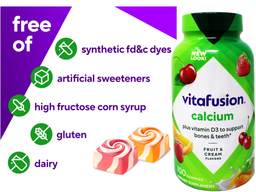 Vitafusion Calcium Gummies bottle, 100-count