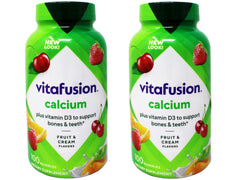 Front view of Vitafusion Calcium Gummies 2x100-count pack with Vitamin D