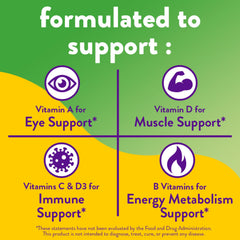 Two raspberry-flavored gummies for Vitafusion Multi + Energy