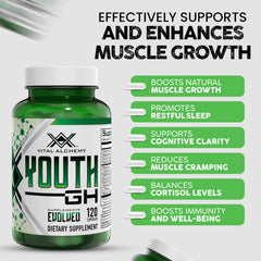 Vital Alchemy Youth capsules arranged for muscle growth, energy and endurance