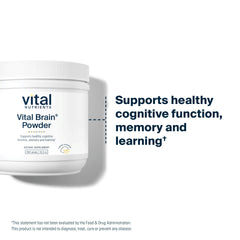 Usage graphic showing how to mix Vital Brain Powder