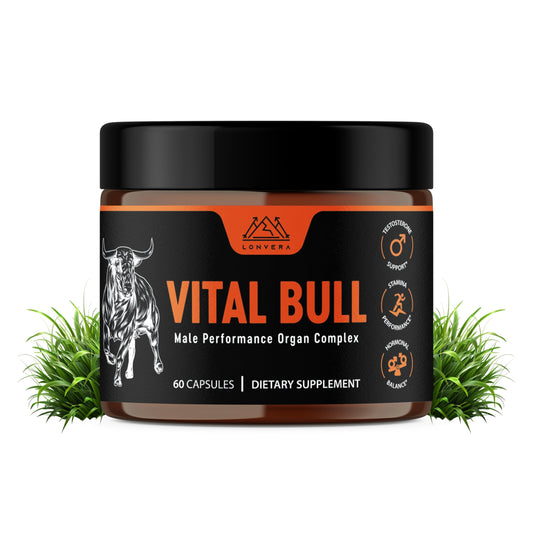 Vital Bull beef organ supplement for men with grass-fed liver, testicle, prostate, and bone marrow capsules