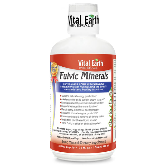 Vital Earth Fulvic Minerals Liquid bottle, 32 oz with label