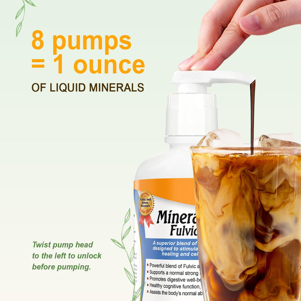 32-ounce Vital Earth Minerals bottle with pump attached
