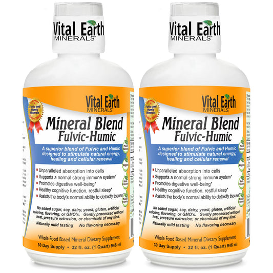 Vital Earth Fulvic Humic liquid 2-pack with 1 oz cup