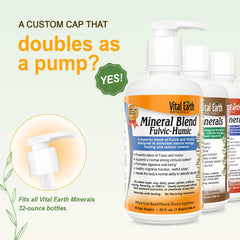 Pump assembly for Vital Earth Minerals liquid mineral bottles