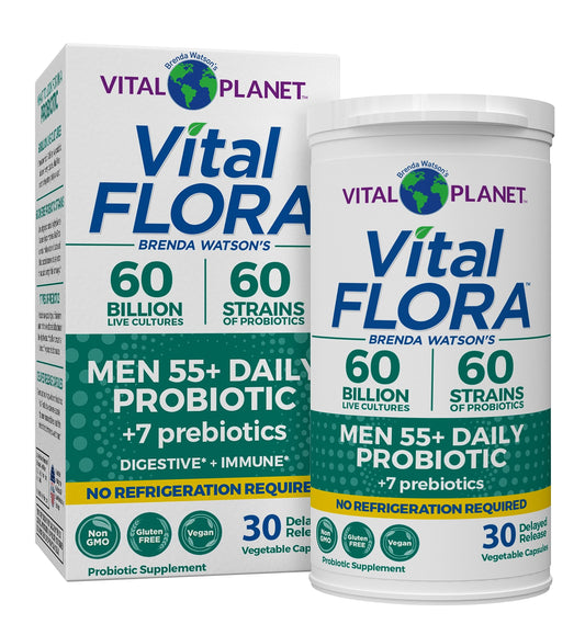 Vital Flora Men 55+ daily probiotic bottle