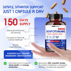 Ingredient panel showing Benfotiamine and Alpha Lipoic Acid