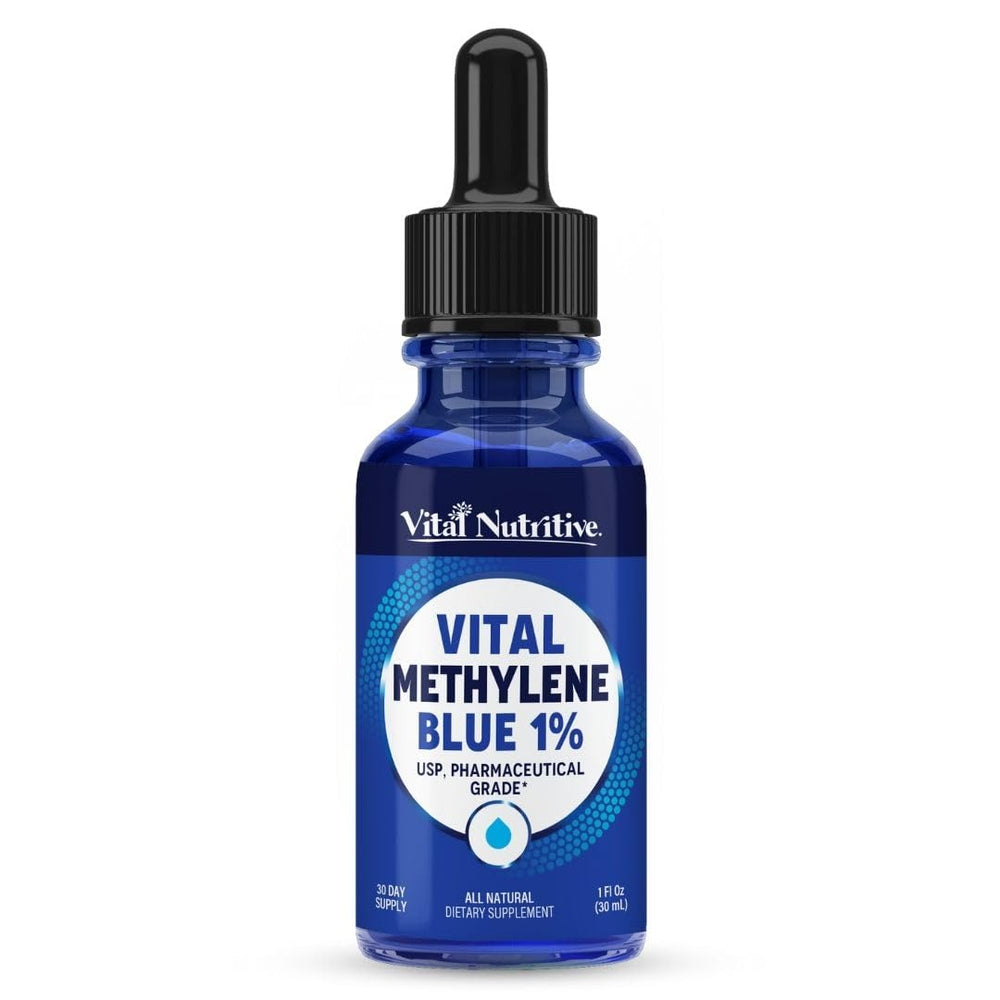 Vital Methylene Blue Drops 1% hero image with bottle and dropper