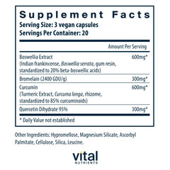 BCQ ingredients: Boswellia serrata, curcumin, bromelain, quercetin