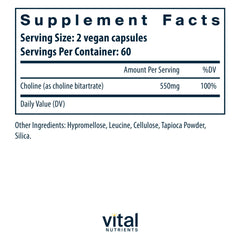Choline 550mg improved brain development and nervous system support