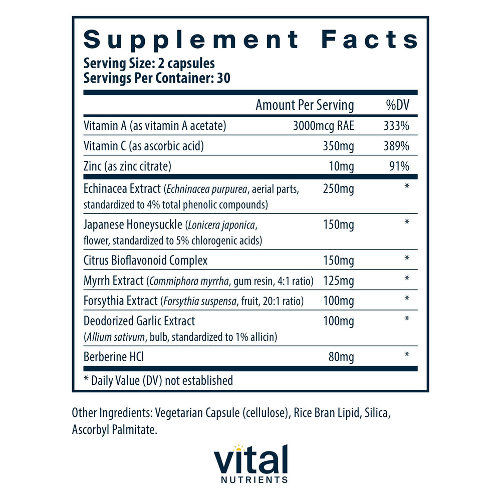 Vital Nutrients Herbal Biotic bottle back label