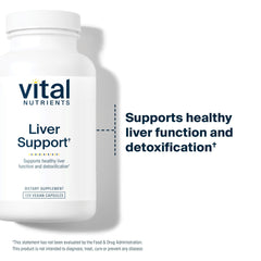 Vital Nutrients Liver Support quality-control badge, showing third-party testing and purity.