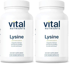 Vital Nutrients Lysine bottle and capsules per pack