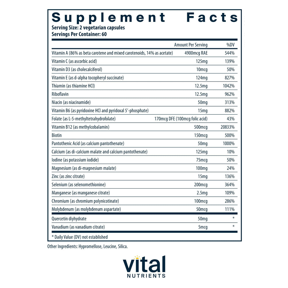 120 vegetarian capsules of Vital Nutrients Multi-Nutrients 5