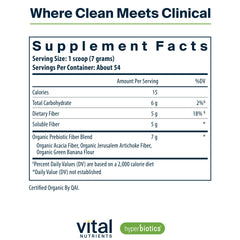 Vital Nutrients prebiotic powder product label