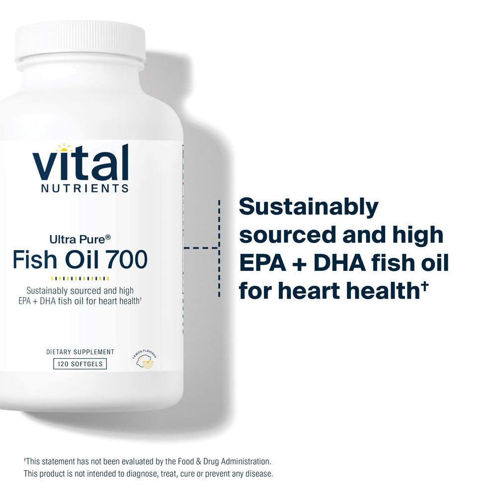 Vital Nutrients Ultra Pure Fish Oil 700 lemon-flavor, smooth taste and minimal aftertaste.
