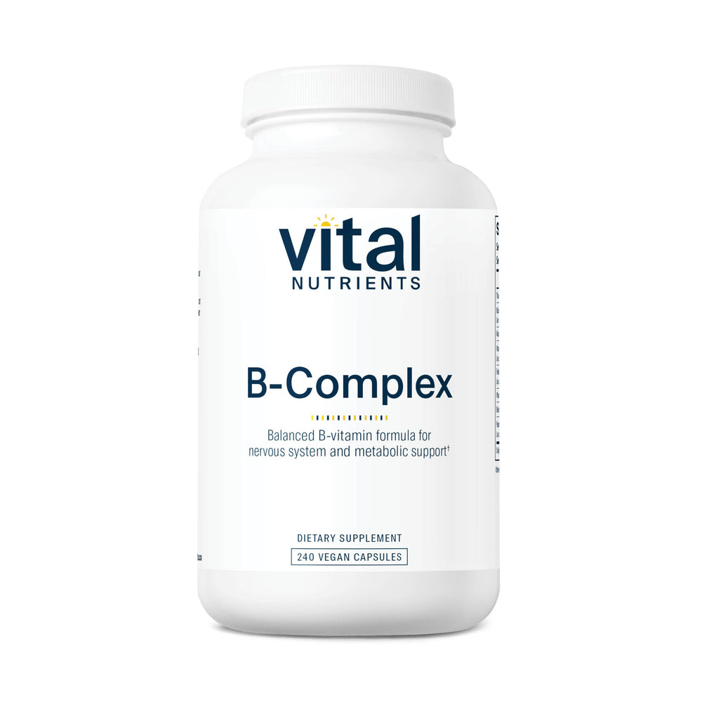 Front view of Vital Nutrients Vitamin B-Complex bottle with 240 capsules