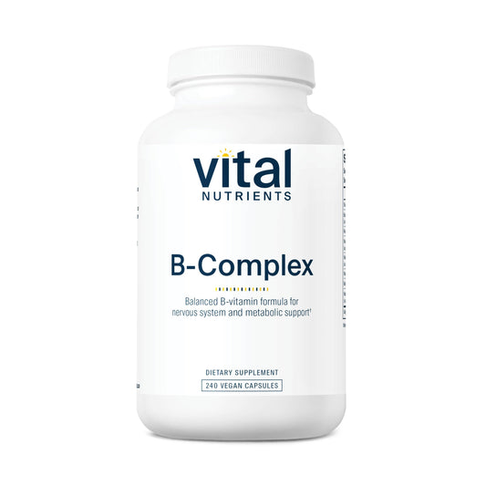 Front view of Vital Nutrients Vitamin B-Complex bottle with 240 capsules