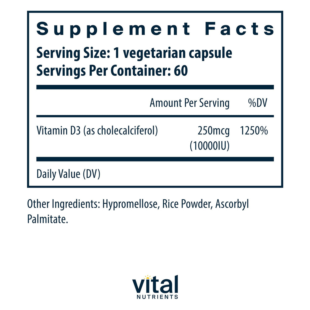 Close-up of Vitamin D3 10000 IU capsules