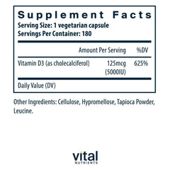 Close-up of Vitamin D3 5000 IU capsules
