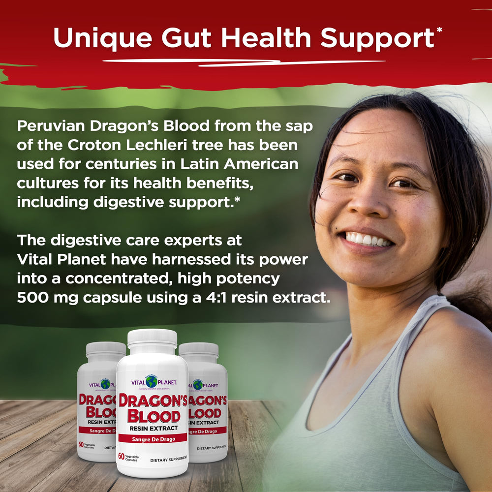 Bottle shot of Vital Planet Dragon's Blood Resin Extract 500 mg capsules