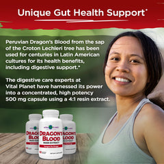 Bottle shot of Vital Planet Dragon's Blood Resin Extract 500 mg capsules