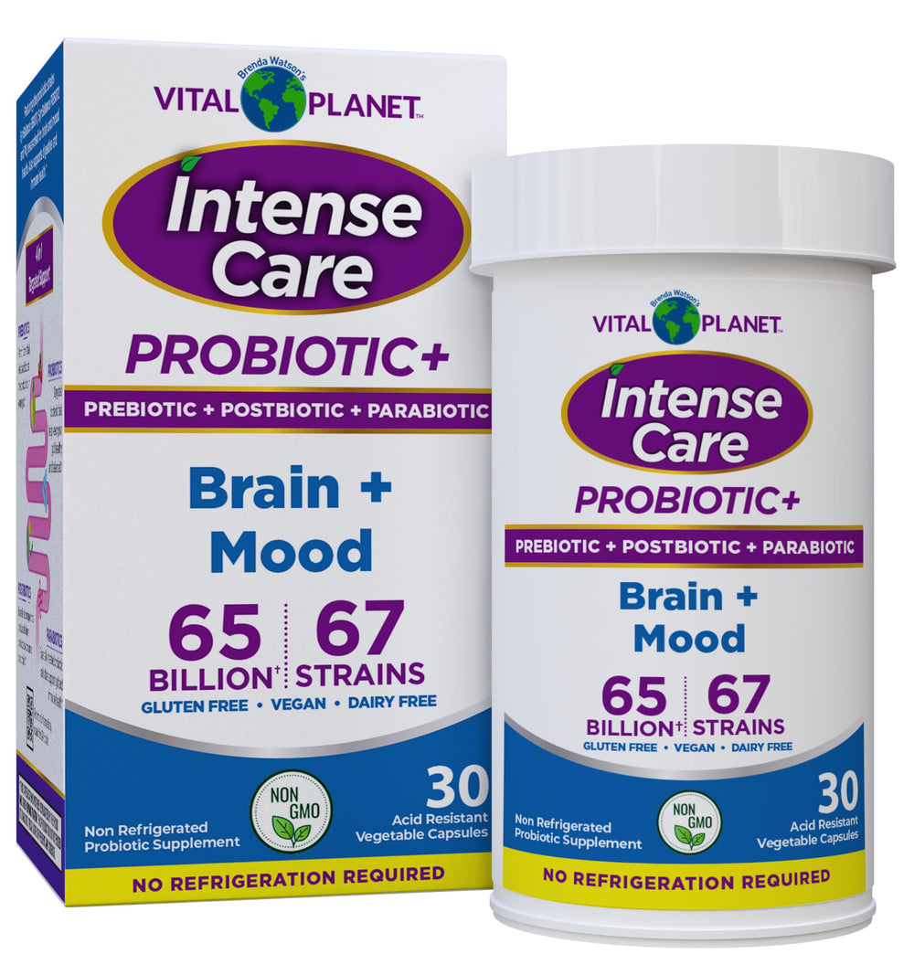 Vital Planet Intense Care Brain & Mood Probiotics bottle, 30 count