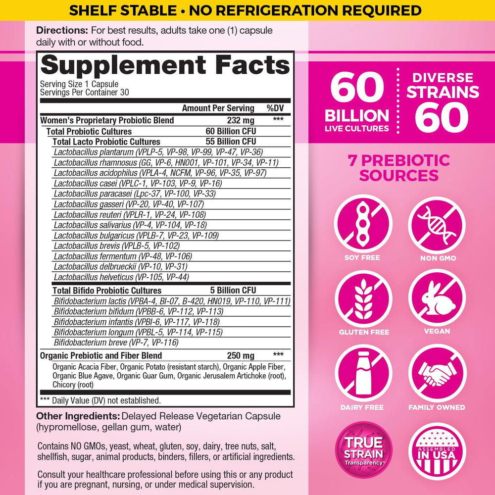 Vital Planet Vital Flora bottle closeup highlighting shelf-stable probiotic formula.
