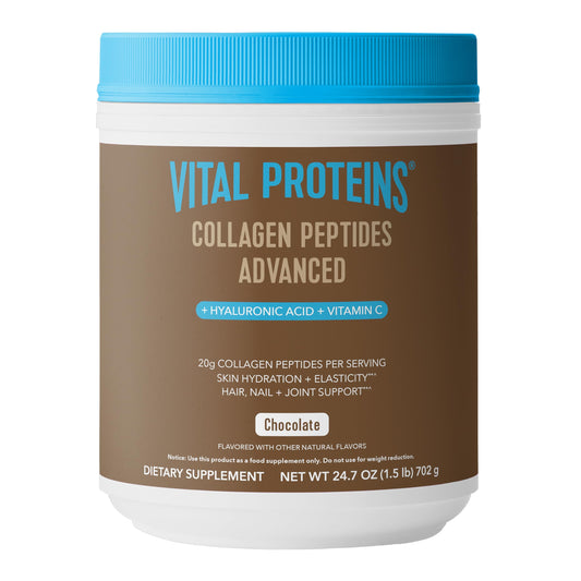 Product bottle of Vital Proteins Collagen Peptides Advanced – Chocolate flavor, 24.7 oz