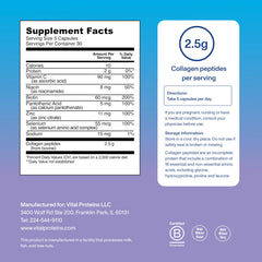 Label showing 2.5g collagen per serving on Beauty Edition capsules
