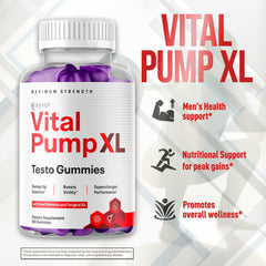 Chewable gummy in hand with Vital Pump XL bottle