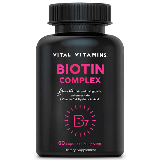 Bottle of Vital Vitamins Biotin Complex Pills – 60 capsules