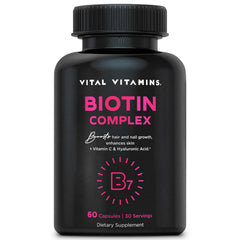 Bottle of Vital Vitamins Biotin Complex Pills – 60 capsules