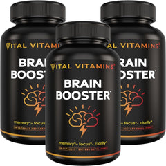 Three-pack box of Vital Vitamins Brain Booster