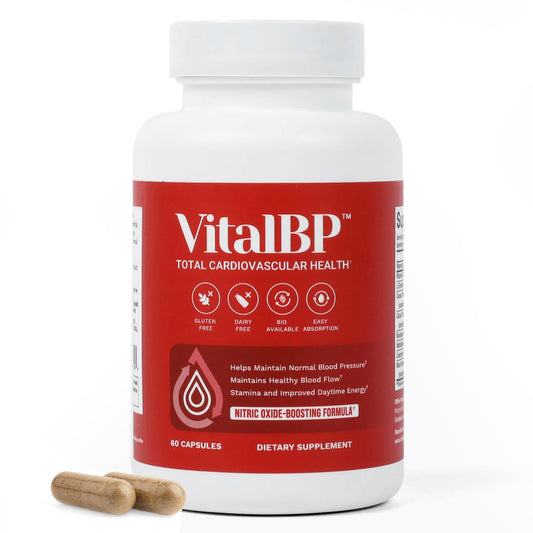Vital BP bottle with label on white background