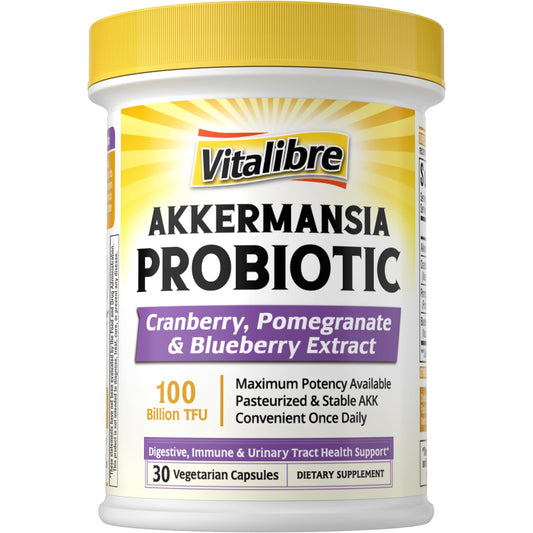 Bottle of Vitalibre Akkermansia Probiotics 100B TFU