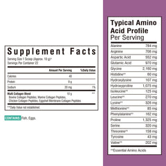 Vitalibre bottle back label with nutrition information