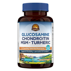 Vitalitown Glucosamine Chondroitin MSM Turmeric Collagen 240 caps bottle