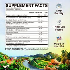 Shellfish-free joint health formula packaging front label