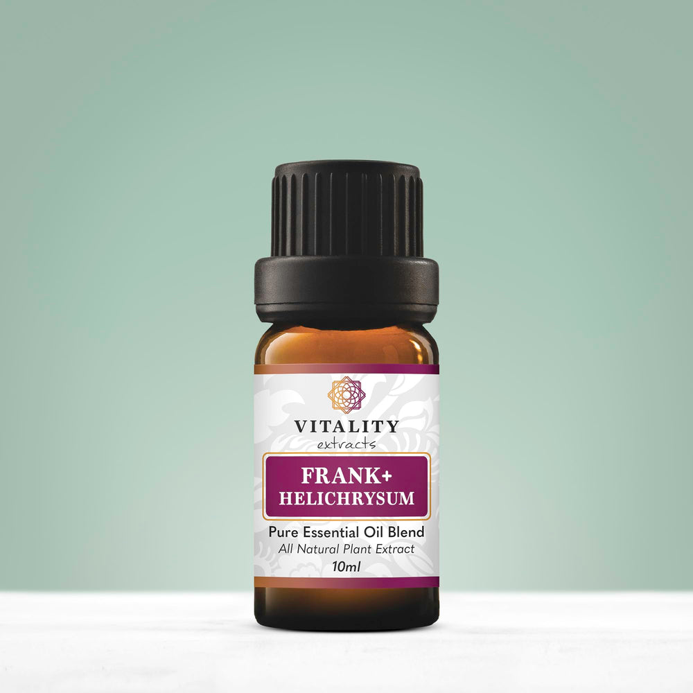 Vitality Extracts Frank+ Helichrysum 10ml bottle with packaging box